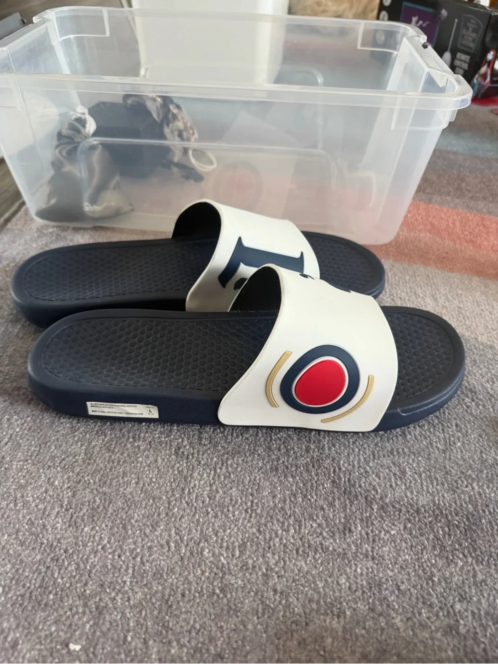 Men’s Miller Lite Logo Strap Navy Slide Sandals Soft Underside